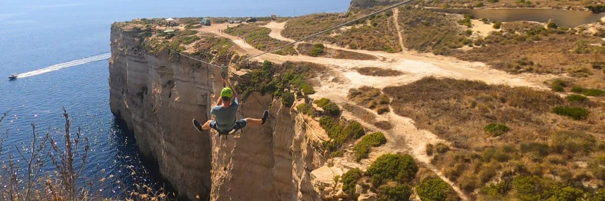 Zipline in Miġra l-Ferħa in Malta