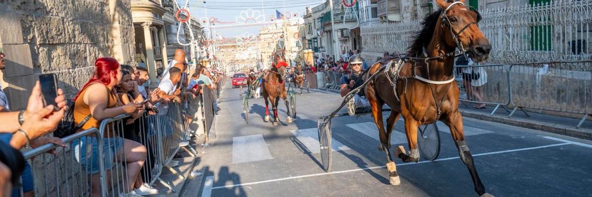 Imnarja Feast Horse Races event in Triq ir-Rabat, Ix-Xewkija, Malta